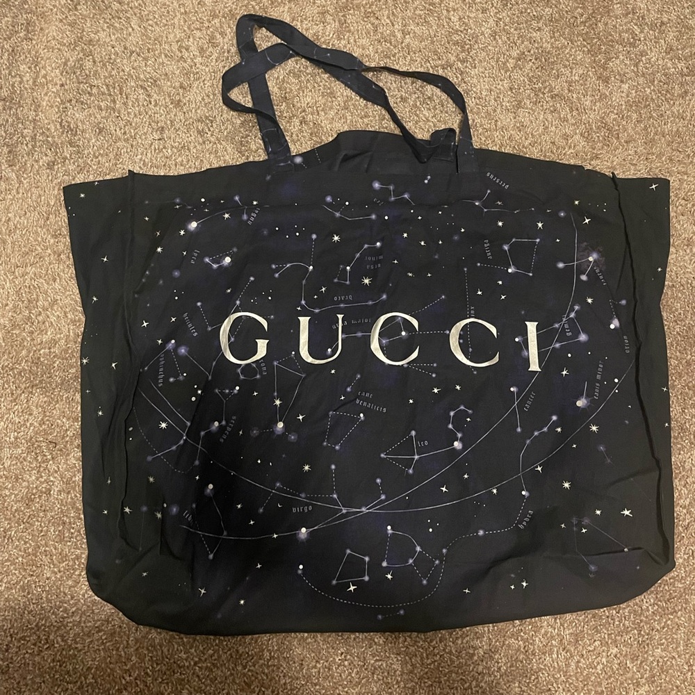 X-large GUCCI reusable shopper tote. NEVER USED. Astrology Navy Print Cotton.